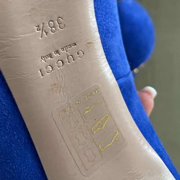 Gucci Blue Suede Pointed Toe Pumps Size 38.5 - Picture 11 of 16